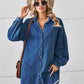 Button Up Pocketed Raw Hem Denim Dress