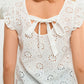 Tie Back V-Neck Eyelet Top