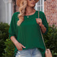 Round Neck Dolman Sleeve Textured Blouse