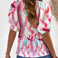 Printed V-Neck Babydoll Blouse