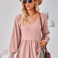 V-Neck Lantern Sleeve Blouse