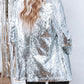 Sequin Lapel Collar Long Sleeve Blazer