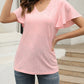 Eyelet V-Neck Short Sleeve Blouse