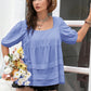 Plus Size Square Neck Half Sleeve Blouse