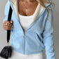 Full Size Zip Up Long Sleeve Hooded Outerwear