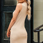 Ribbed Sleeveless Slit Knit Dress