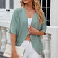 Eyelet Open Front Half Sleeve Cardigan