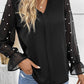 Pearl Detail V-Neck Flounce Sleeve Blouse