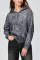 Pocketed Leopard Zip Up Hooded Jacket Dark Gray