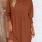 Round Neck Lantern Sleeve Mini Dress