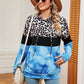 Leopard Drawstring Hoodie with Pocket