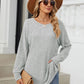 Ribbed Round Neck Long Sleeve T-Shirt