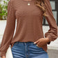 Eyelet Round Neck Long Sleeve Top