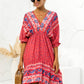 Printed Bohemian V Neck Dress