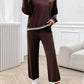 Round Neck Dropped Shoulder Top and Pants Sweater Set