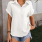 Mandy Textured Button Up Cap Sleeve Shirt