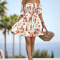 Printed Off-Shoulder Smocked Waist Dress