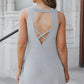 Crisscross Open Back Sleeveless Dress with Pockets