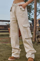 Loose Fit Long Jeans with Pockets Tan