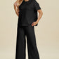 Double Take Full Size Texture Round Neck Short Sleeve Top and Pants Set