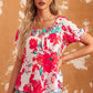 Floral Tie Back Square Neck Blouse