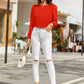 Round Neck Balloon Sleeve Blouse