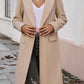 Devine Pocketed Collared Neck Long Sleeve Coat