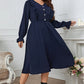 Melo Apparel Plus Size V-Neck Buttoned Flounce Sleeve Dress