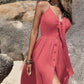 V-Neck Sleeveless Buttoned Dress