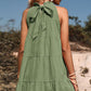 Tie Back Sleeveless Tiered Dress