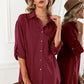 Ivy Lane Solid Button Up Drop Shoulder Blouse