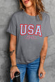 USA Round Neck Short Sleeve T-Shirt Dark Gray