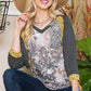 Celeste Full Size Floral Contrast Raglan Sleeve Top