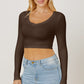 Round Neck Long Sleeve Cropped T-Shirt