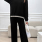 Round Neck Dropped Shoulder Top and Pants Sweater Set