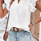 Ruffled Notched Cap Sleeve Blouse