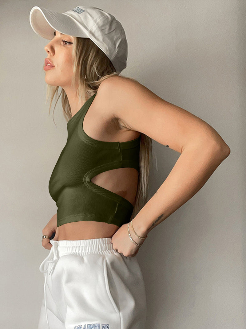 Cutout Round Neck Tank