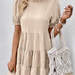 Puff Sleeve Tie Back Tiered Dress