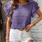 Round Neck Flounce Sleeve Blouse