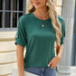 Round Neck Buttoned Short Sleeve T-Shirt