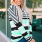 Striped Drawstring Detail Long Sleeve Hoodie