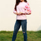 Floral Lantern Sleeve Round Neck Blouse