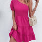 One-Shoulder Smocked Tiered Dress