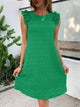Ruffled Round Neck Sleeveless Dress Green