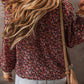 Ruffled Floral Waffle-Knit Blouse