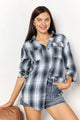 Mandy Plaid Dropped Shoulder Shirt Sky Blue