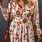 Floral V-Neck Long Sleeve Maxi Dress