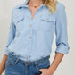 Pocketed Button Up Long Sleeve Denim Shirt