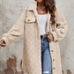 Fuzzy Button Up Dropped Shoulder Long Sleeve Coat