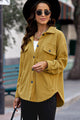 Button Up Collared Neck Long Sleeve Jacket Chartreuse